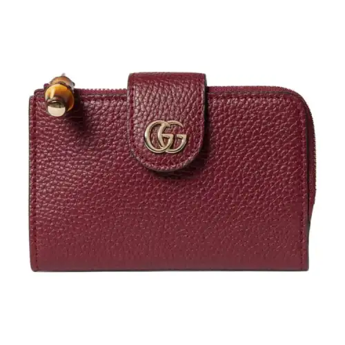 GUCCI Leather Wallet Medium Women's Red