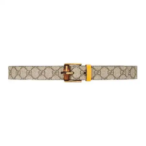 GUCCI Hardware Accessories Leather Belts Women's Beige Width 3cm