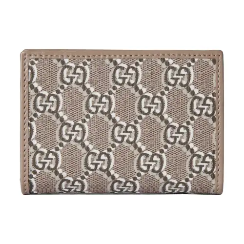 GUCCI Canvas With Leather Wallet Medium Women's Taupe