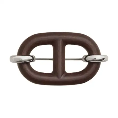 HERMES Recycled Leather Brooches Unisex Brown