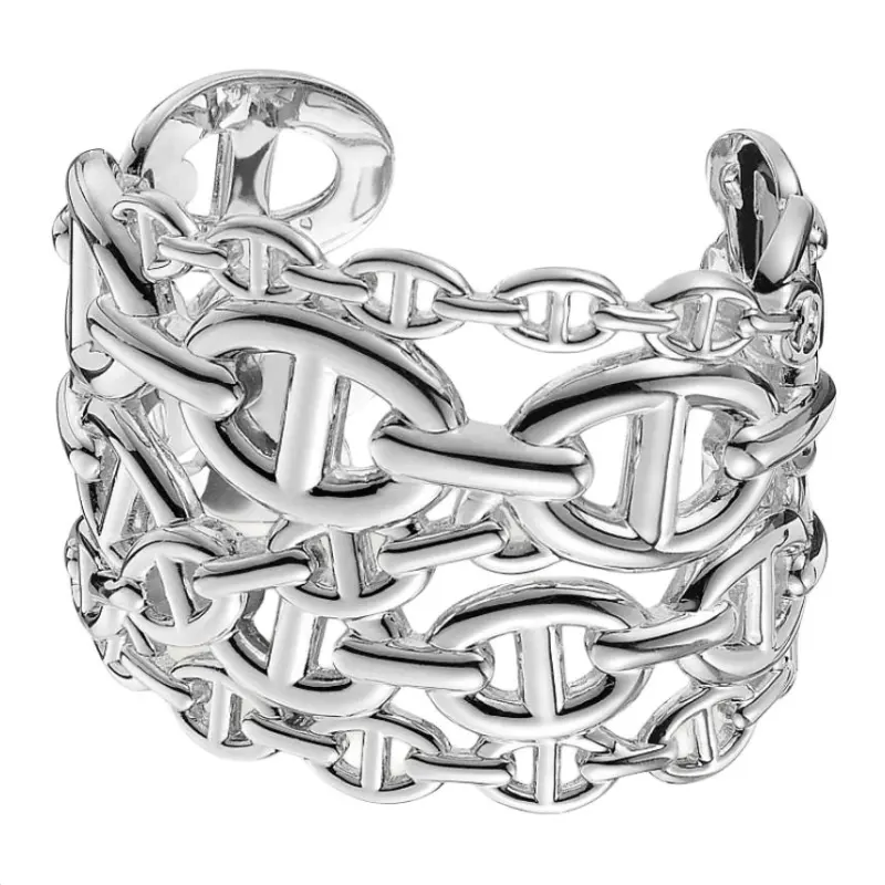 HERMES 925 Sterling Silver Wristbands Women's Silver