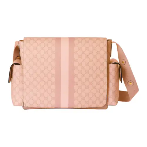GUCCI Canvas With Leather Trim Crossbody Bags Medium Women's Pink Gray