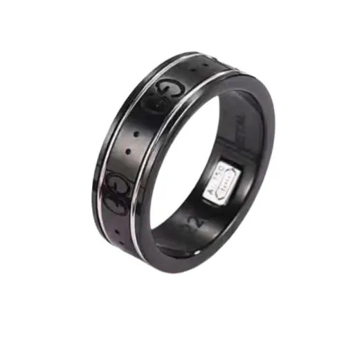 GUCCI 18K White Gold Rings Women's Black