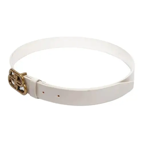 Balenciaga Logo Buckle, Smooth Buckle Leather Belts Women's White 2.5cm