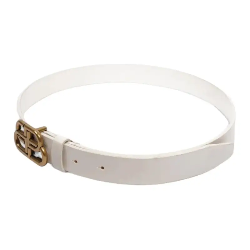 Balenciaga Logo Buckle, Smooth Buckle Leather Belts Women's White 2.5cm