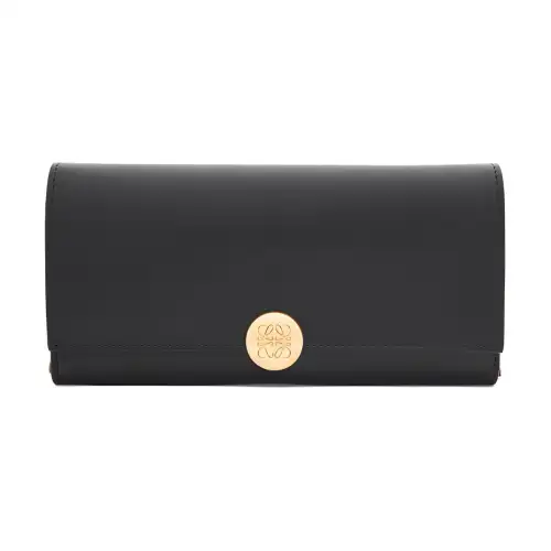 LOEWE Shiny Nappa Calfskin Wallet Unisex Black