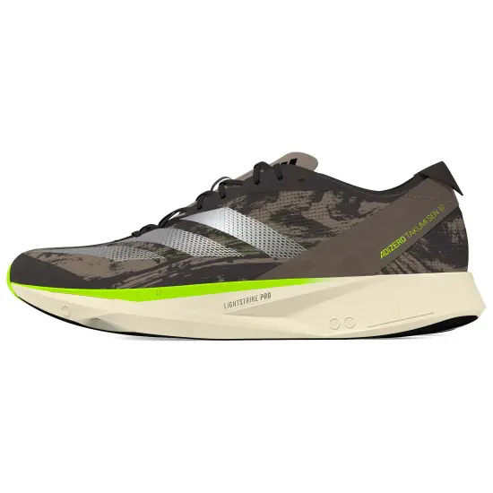 Adidas Adizero Takumi Sen 10 Running Shoes Men Low-Top Charcoal/Silver Metallic/White Clay Brown