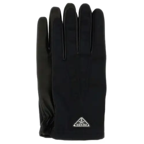 PRADA Nylon Knit Gloves Men's Black