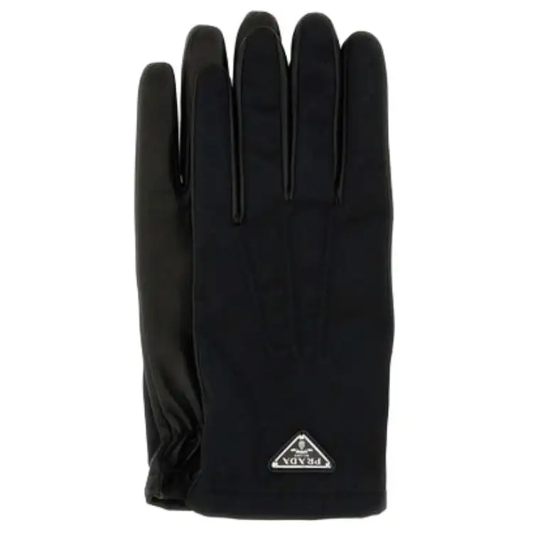 PRADA Nylon Knit Gloves Men's Black