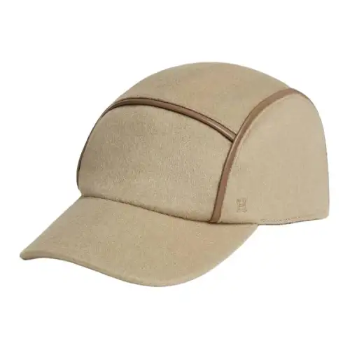 HERMES Wool Baseball Caps Men's Beige