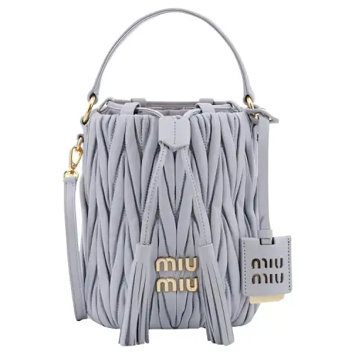 MIU MIU Leather Bucket Bags Crossbody Bag, Shoulder Bag Women's Gray