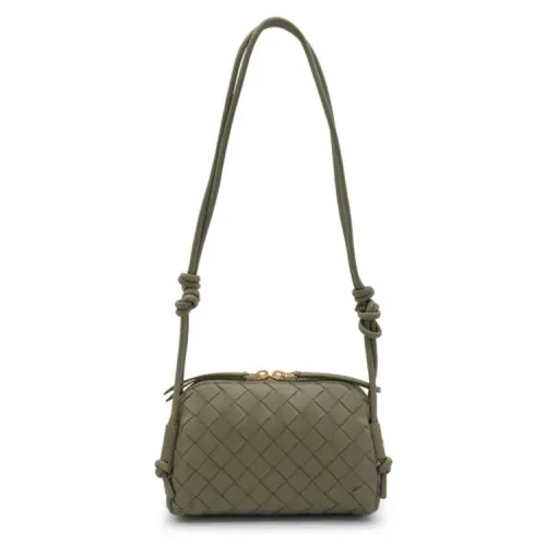 Bottega Veneta Sheepskin One Shoulder Crossbody Clutch Women's Green