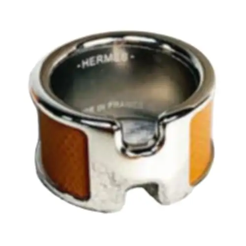 HERMES Olympe Leather Rings Women's Brown