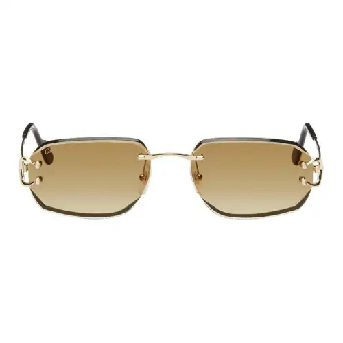 CARTIER Metal Acetate Irregular Shape Sunglasses Women's Gold