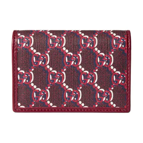 GUCCI Canvas With Leather Trim Card Holder, Wallet Regular Women's Red