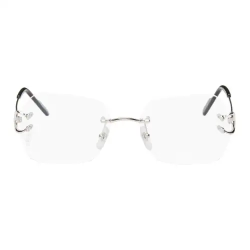 CARTIER Metal Acetate Square Eyeglass Frames Women's Silver