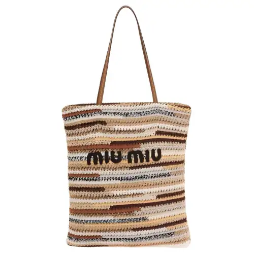 MIU MIU Threading Needle Woven Tote Bag, Shopping Bag, Shoulder Bag, Handbag Women's Multicolor