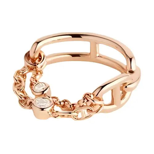 HERMES Chaine D'Ancre 18K Rose Gold Rings Women's Gold