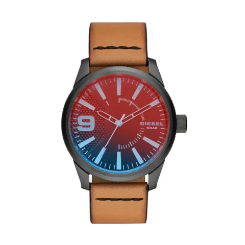 DIESEL Wrist Watches Quartz Movement Leather Strap 53mm Red Watch Dial Unisex ['50', 149262]m Waterproof