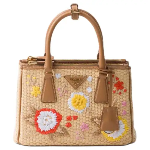 PRADA Saffiano Leather Crossbody Handbag Small Women's Natural