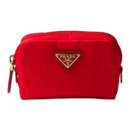 PRADA Re Nylon Fabric Makeup Bag Women's Red
