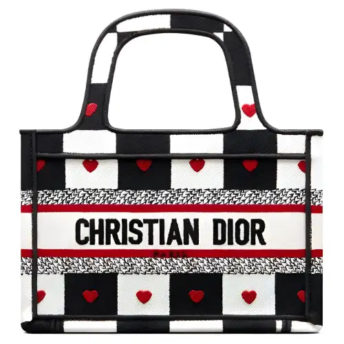 DIOR BookTote Embroidery Print Tote Bag, Shopping Bag, Handbag Mini Women's Black/White