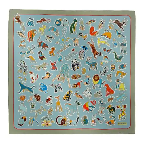 HERMES Mulberry Silk Scarves Women's Sky Blue