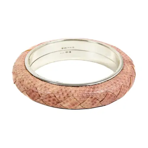 Bottega Veneta Silver, Snake Skin Bangles Women's Pink