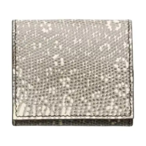 PRADA Smooth Finish Lizard Skin Coin Purse Men's Stone Gray