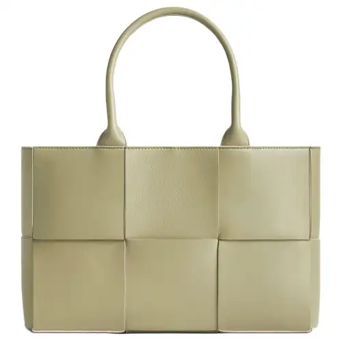 Bottega Veneta ARCO Sheepskin Tote Bag, Shopping Bag, Handbag Small Women's Dolomite Green & Washed Happiness Pink
