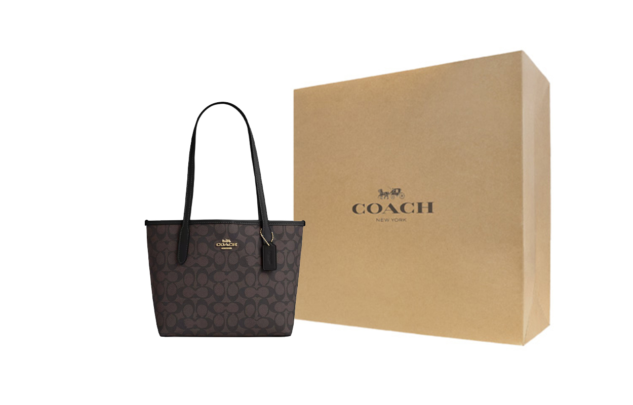 Женская сумка COACH City 23 (коричнево-черная)