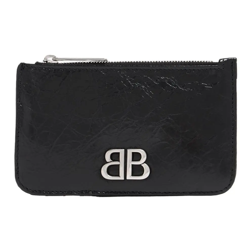 Balenciaga Logo Plaque Zipped Wallet