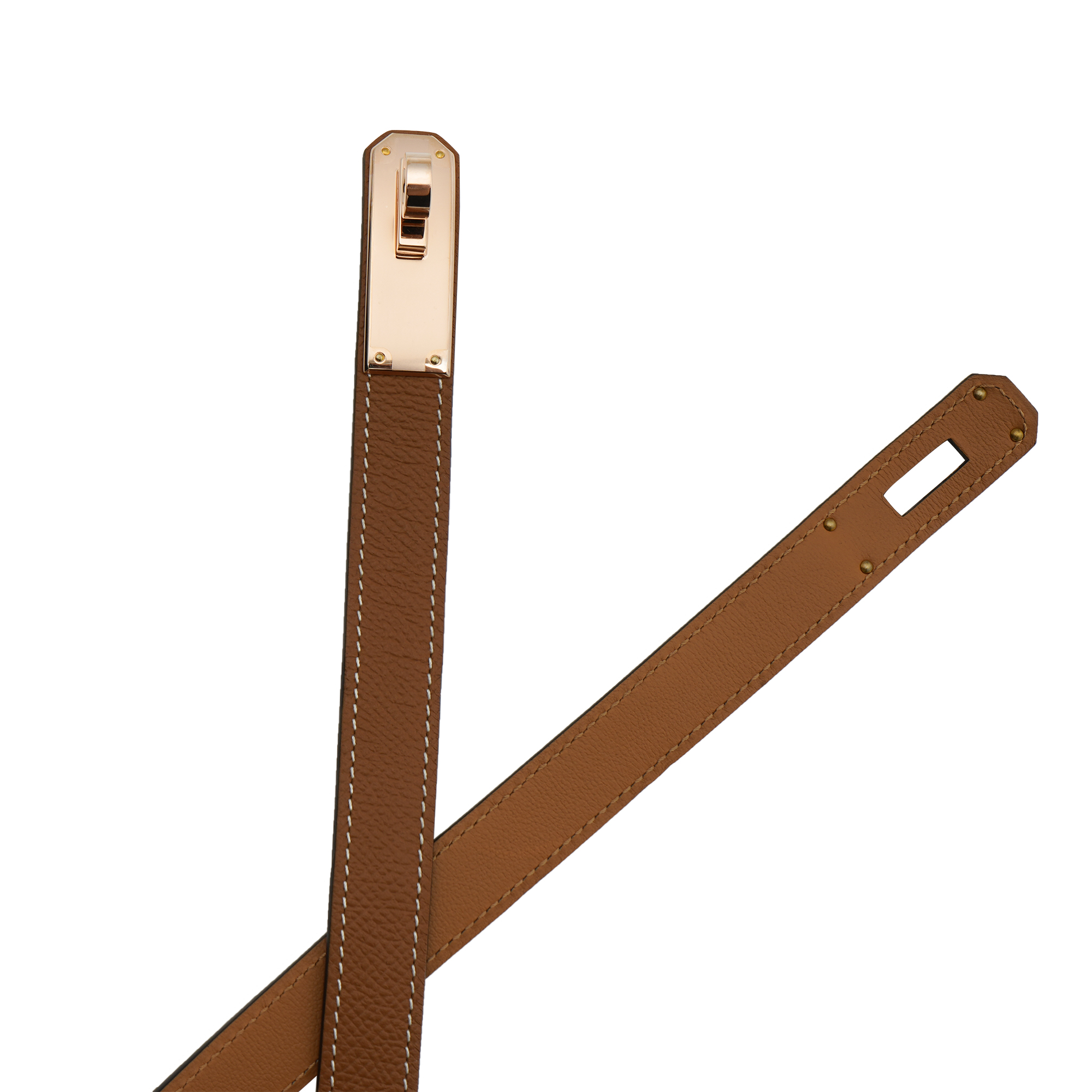 Женский ремень Hermes Kelly (коричневый с золотой пряжкой) — фото 5