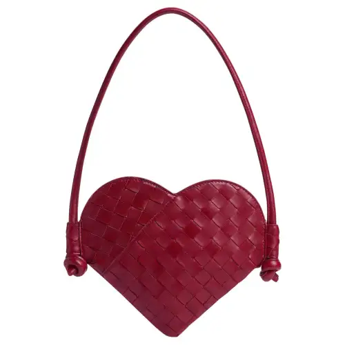 Bottega Veneta Solstice Sheepskin Heart Shaped Handbag, Shoulder Bag Mini Women's Dark Red