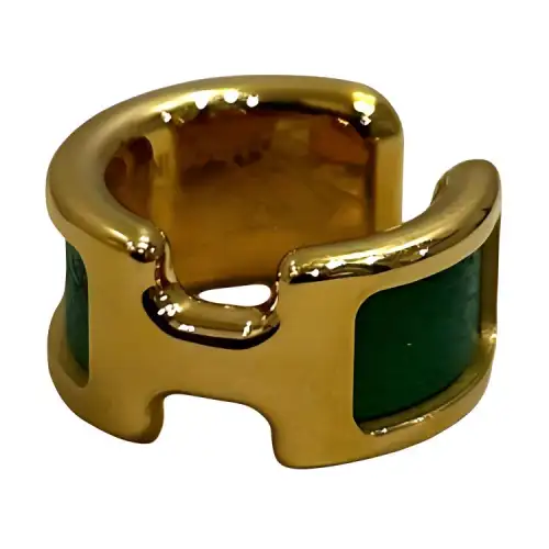 HERMES Calfskin Clip On Earrings Women's Bamboo Green