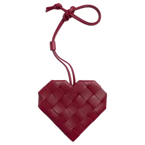 Bottega Veneta Cow Leather Heart Shaped Bag Clutch Women's Dark Red