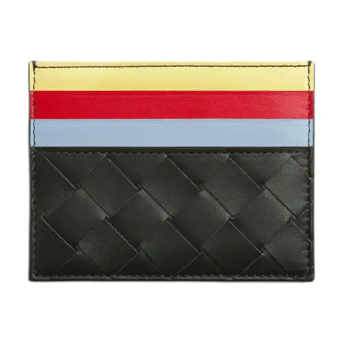 Bottega Veneta Cow Leather Card Holder Men's Black & Multicolor