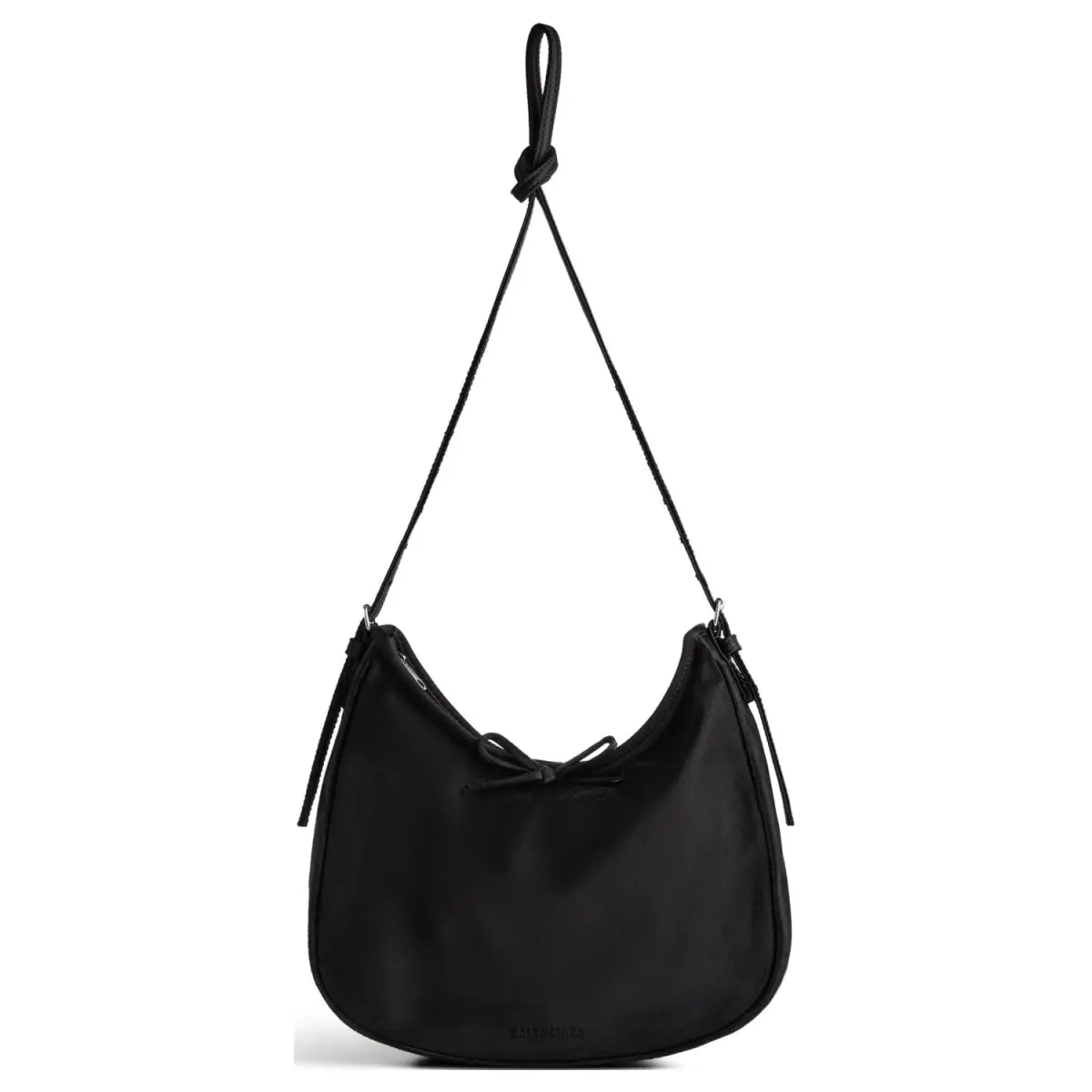 Balenciaga Viscose Imitation Silk Crescent Bag, Crossbody Bag, Shoulder Bag Small Women's Black