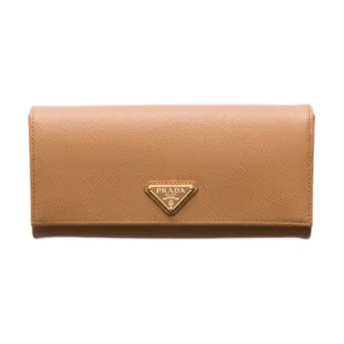 PRADA Saffiano Leather Wallet Large Women's Natural
