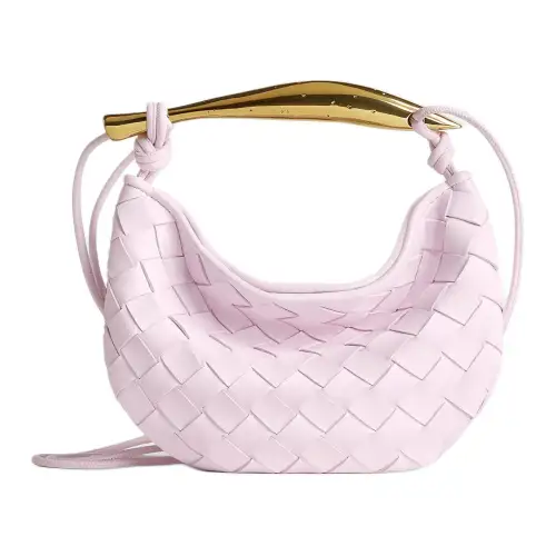 Bottega Veneta Sheepskin Woven Bag, Portable Crossbody Bag, Shoulder Bag Mini Women's Washed Happiness Pink