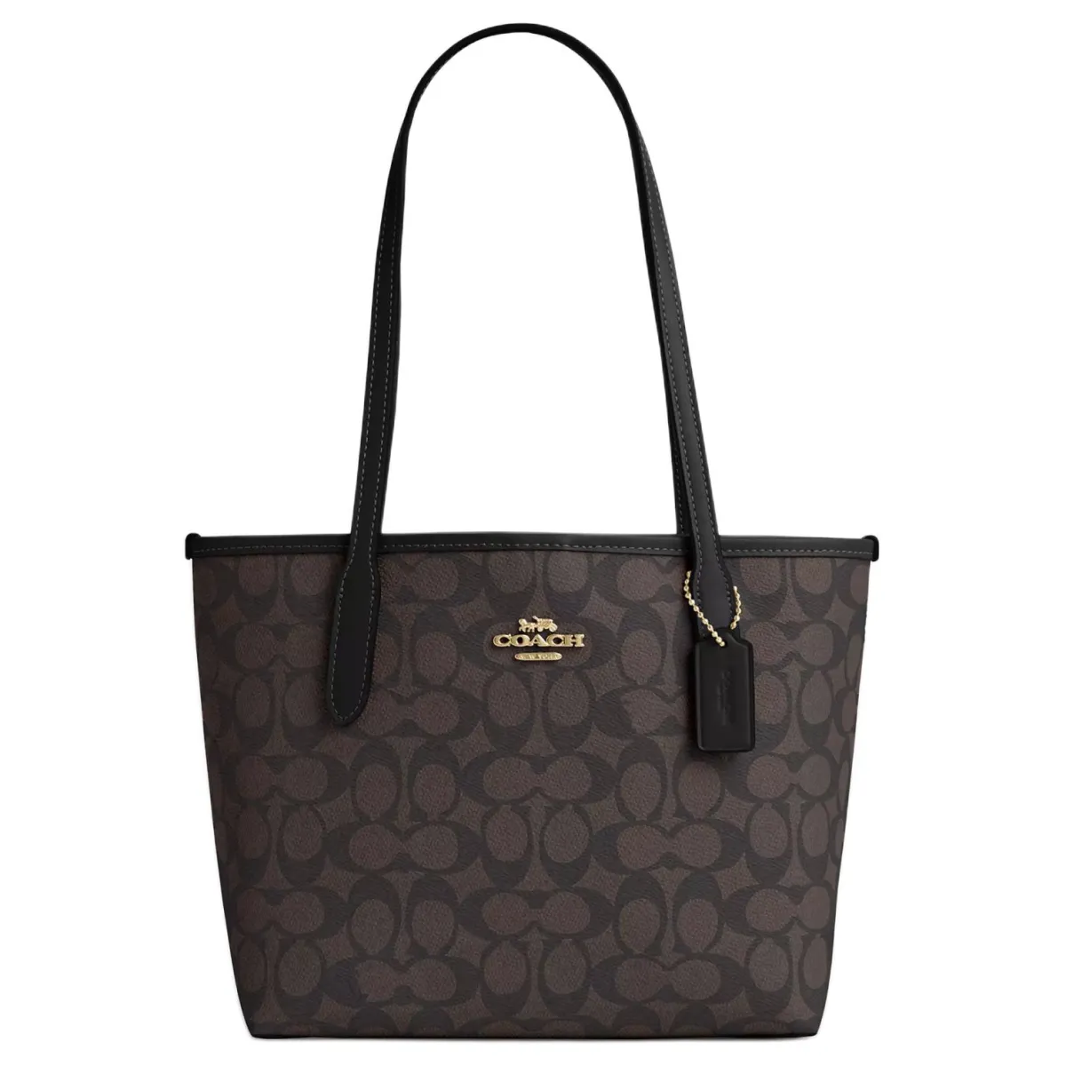 COACH City Artificial Leather Shoulder Bag Medium Women's Walnut & Black