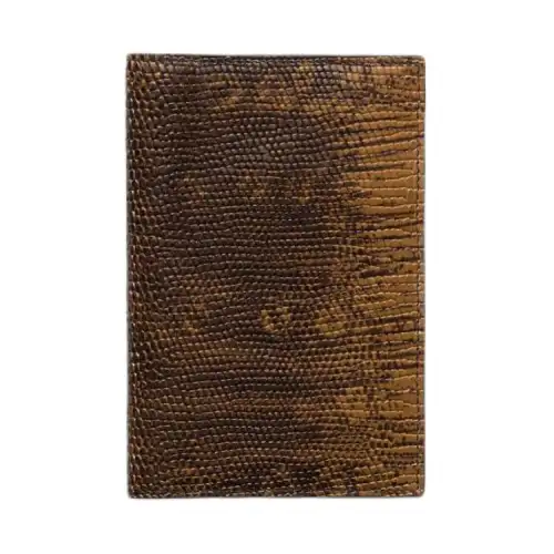 PRADA Lizard Skin Passport Holder Men's Cork Beige
