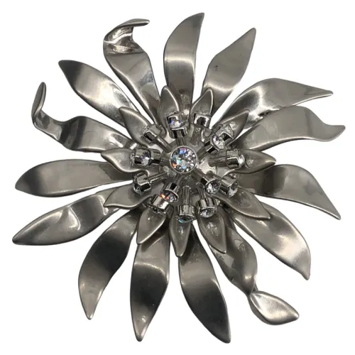 MIU MIU Copper Alloy, Faux Crystal Brooches Women's Steel, Crystal