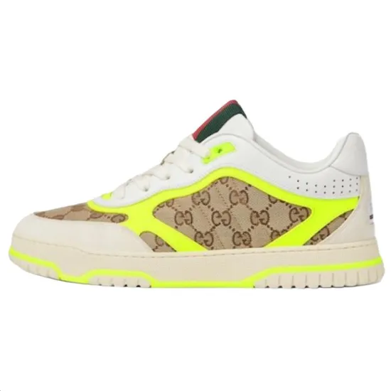 GUCCI Re Web Sneaker 'GG Canvas   Beige Fluorescent Yellow'