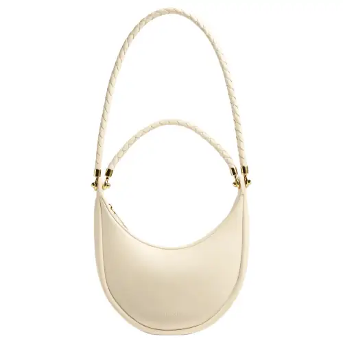 Bottega Veneta Calfskin Handbag, Shoulder Bag Small Women's Sea Salt White
