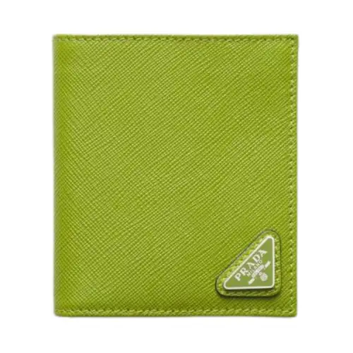 PRADA Saffiano Cow Leather Wallet Men's Light Green