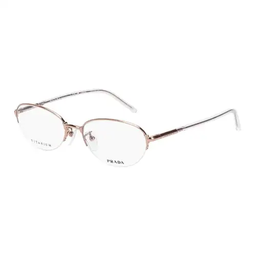PRADA Titanium Oval Eyeglass Frames Women's Rose Gold