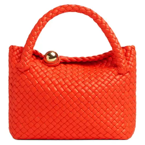 Bottega Veneta Intrecciato Calfskin Handbag, Shoulder Bag, Crossbody Bag Mini Women's Orange