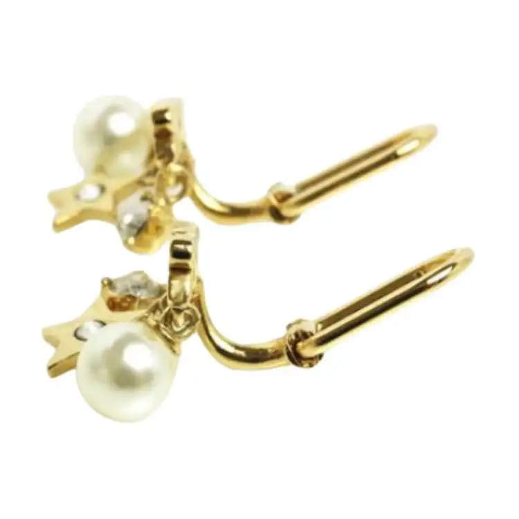 Dior 2010-2025 Plated Pearl Crystal Dio(r)evolution Clip On Earrings costume earrings