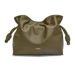 LOEWE Medium Flamenco Clutch In Nappa Calfskin Dark Khaki Green